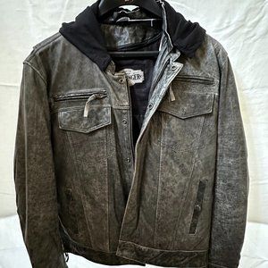 Derringer gray leather "Voltage" motorcycle jacket